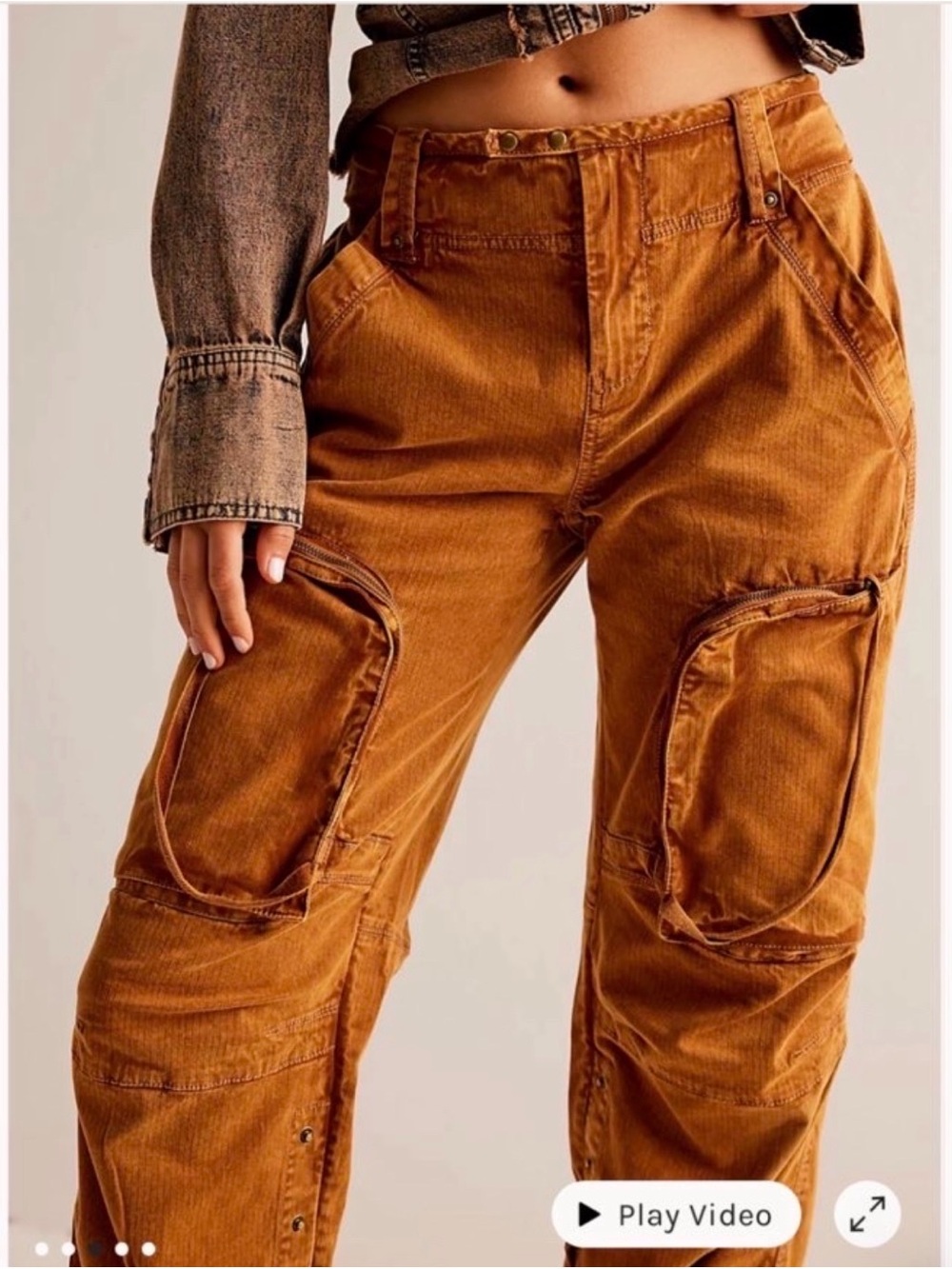 We The Free Russet Corduroy Cargo Track Pants